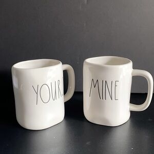 Set of Rae Dunn Artisan Collection by Magenta Yours and Mine Coffee Mugs